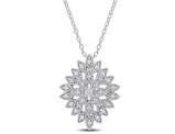1/4 Carat (ctw) Diamond Cluster Pendant Necklace in Sterling Silver with Chain